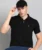 Men Solid Polo Neck Cotton Blend Black T-Shirt